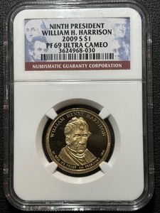 lot 126 image: Harrison Presidential Dollar Proof NGC PF69 Ultra Cameo