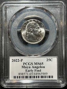 lot 128 image: 2022-P Maya Angelou Quarter PCGS MS65