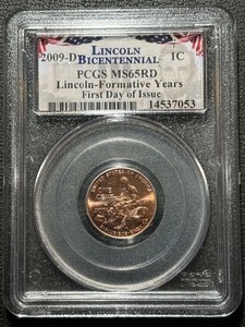 lot 131 image: 2009-D Lincoln Bicentennial Cent PCGS MS65 Red