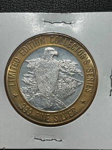 lot 134 image: .999 Fine Silver $10 Dollar Gaming Token Prairie Meadows