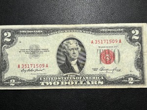 lot 108 image: 1953 Red Seal $2 Dollar United States Note
