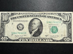 lot 82 image: 1950 C Green Seal $10 Dollar Federal Reserve Note
