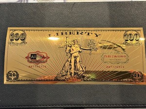 lot 85 image: 100 Milligram 24K Gold Liberty Bill