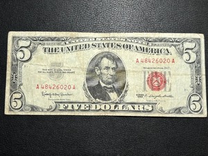 lot 87 image: 1963 Red Seal $5 Dollar United States Note