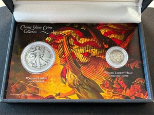 lot 150 image: Walking Liberty Half Dollar and Mercury Dime