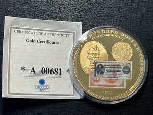 lot 160 image: Gold Certificates Gold Layered Round