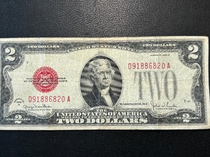 lot 168 image: 1928 G Red Seal $2 Dollar United States Note