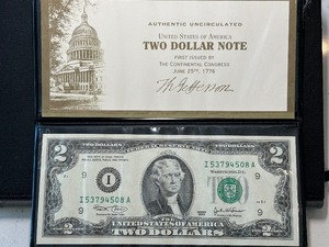 lot 179 image: 2003 Green Seal $2 Dollar Federal Reserve Note