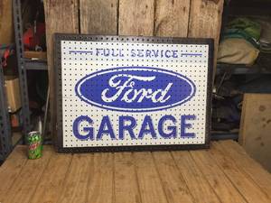 lot 102 image: Ford Full Service Garage Pegboard Sign - 32 x 24