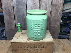 lot 118 image: Vintage Early Girl Seed Co - Since 1862 Terracotta Crock Planter Pot