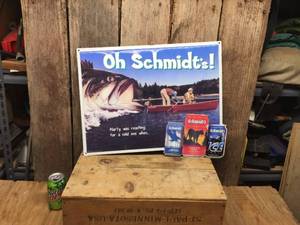 lot 156 image: Oh Schmidts Embossed Metal Sign 21 x 16