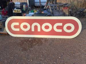 lot 165 image: Conoco Fiberglass Gasoline Sign 10 x 34