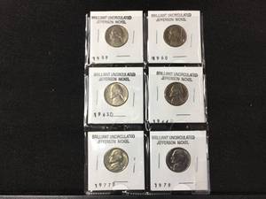 lot 210 image: Brilliant Uncirculated Jefferson Nickels 1959-1978