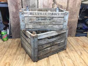 lot 194 image: 2 Vintage Melville Dairy Stacking Bottle Crates