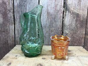 lot 221 image: Vintage Carnival Glass & Glass Character Pitcher