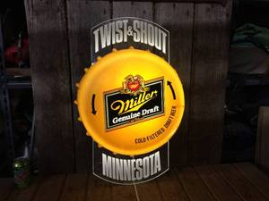 lot 229 image: Vintage Miller Twist & Shout Minnesota Light-Up Beer Sign