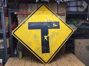 lot 237 image: Classic Vintage Metal Sign with Bullet Holes