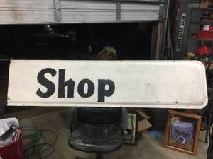 lot 238 image: Large Vintage Shop Metal Sign - 76 x 22