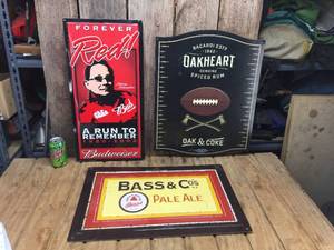 lot 239 image: Budweiser - Brass - Bacardi - Metal Signs