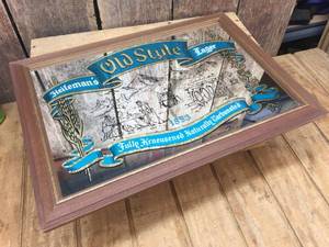lot 243 image: Vintage Old Style Mirrored Foil Sign - 19 34 x 14 14