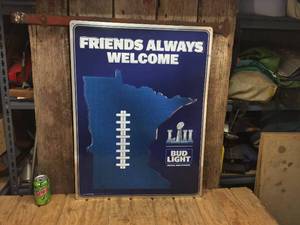 lot 245 image: Bud Light Superbowl - Metal Sign 23 12 x 31 14