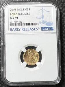 2016 AMERICAN GOLD EAGLE 110TH OZ .999 PURE GOLD NGC MS69