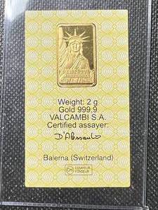 2 GRAMS .999 PURE GOLD VALCAMBI BAR