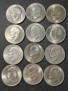 GROUP OF 12 US EISENHOWER DOLLARS
