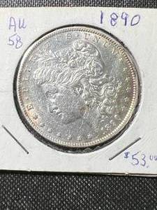 1890 US MORGAN SILVER DOLLAR AU58