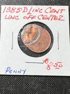 1985-D US LINCOLN CENT OFF CENTERED