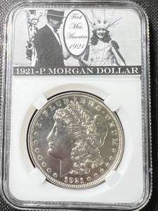 1921 US MORGAN SILVER DOLLAR IN MISS AMERICA SLAB