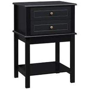 lot 40 image: HOMCOM 19 in. Black Wood End Table with Bottom Shelf   Customer Returns See Pictures