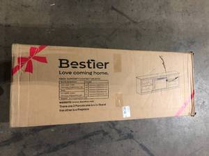 lot 8 image: Bestier 70.8 in. Black TV Stand  Fits TVs up to 75 in. LED Entertainment Center Fireplace NOT included Customer Returns See Pictures