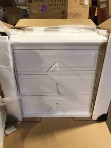 lot 16 image: Home Decorators Collection Bradstone 4 Door White Storage Console  Customer Returns See Pictures