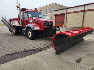 2010 Mack GU812 Cab Behind Engine Plow Truck with Falls Snow Plow, Side Plows, De-Ice Solution Spreader and 10 Box
