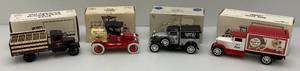 lot 34 image: Misc. Ertl Brand  Die-Cast Car Banks  With Misc. Advertisement (NIB)
