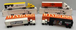 lot 37 image: Misc. Miniature Advertisement Die-cast Semi Truck & Trailers (NIB)