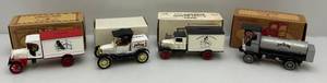 lot 39 image: Misc. Ertl Brand  Die-Cast Car Banks  With Misc. Advertisement (NIB)