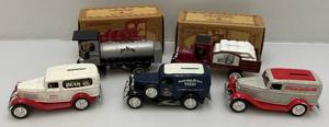 lot 40 image: Misc. Ertl Brand  Die-Cast Car Banks  With Misc. Advertisement (Some NIB Some Loose)