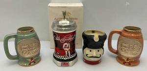 lot 46 image: Misc. Anheuser-Busch Collector Steins & Gilbeys Vodka (ONE NIB)