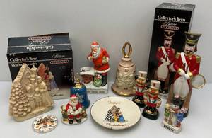 lot 59 image: Misc. Collectible Christmas Themed Decanters & More
