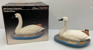 lot 72 image: 1991 Ducks Unlimited Tundra Swan Decanter With Original Box (Empty)