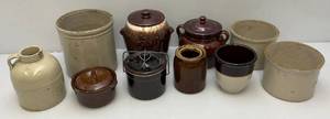 lot 99 image: Misc. Stoneware Crocks Including McCoy & More (Some Have Chips Present)