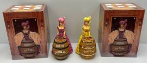 lot 101 image: Vintage Jim Beam Collectible Saloon Girl  Decanters 1Pink 1 Yellow In Original Boxes (EMPTY)