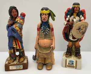 lot 109 image: Misc. Indian Items Including Decanters (Empty) & Jim Beam Indian Planter