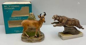 lot 119 image: Vintage 1970s Sky Cougar & Big Wyoming Antelope Decanters (EMPTY)