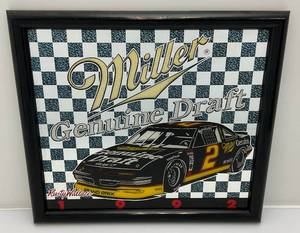 lot 145 image: 1992 17 x 19 Miller Genuine Draft NASCAR Rusty Wallace Framed Mirror