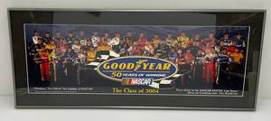 lot 161 image: 15 12 x 38 Framed Behind Glass NASCAR Good Year 50 Years Of Winning The Class Of 2004 Poster