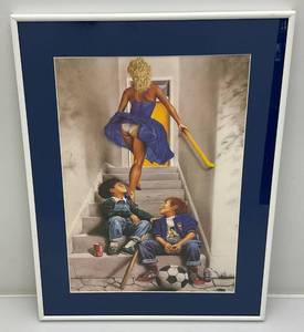 lot 163 image: 1990s 16 x 20 34 Framed Behind Glass CHEEKY Print By Ruel James