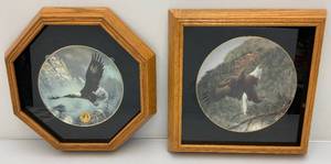 lot 167 image: Two Framed Behind Glass Eagle Design Collectors Plates